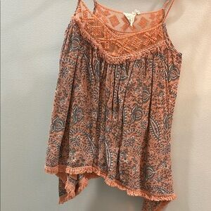 Anthropologie Boho Orange Paisley Women's Top